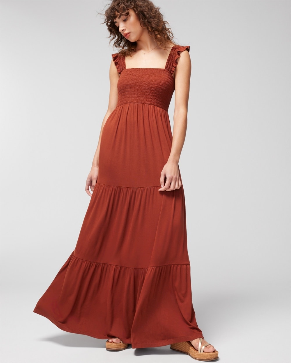 Soft Jersey Flutter Sleeve Maxi Bra Dress