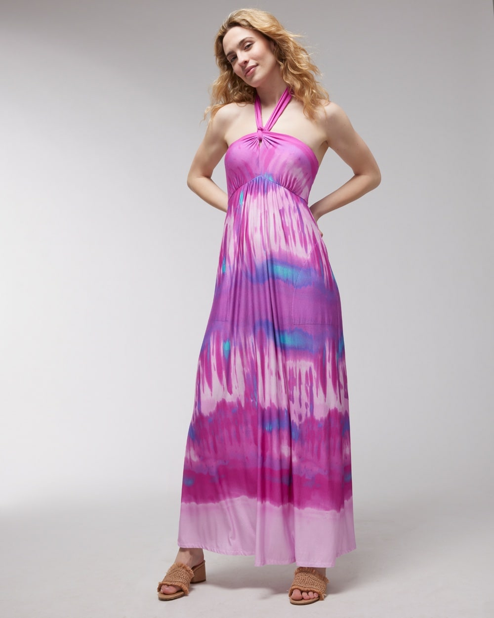 Soft Jersey Halter Maxi Bra Dress