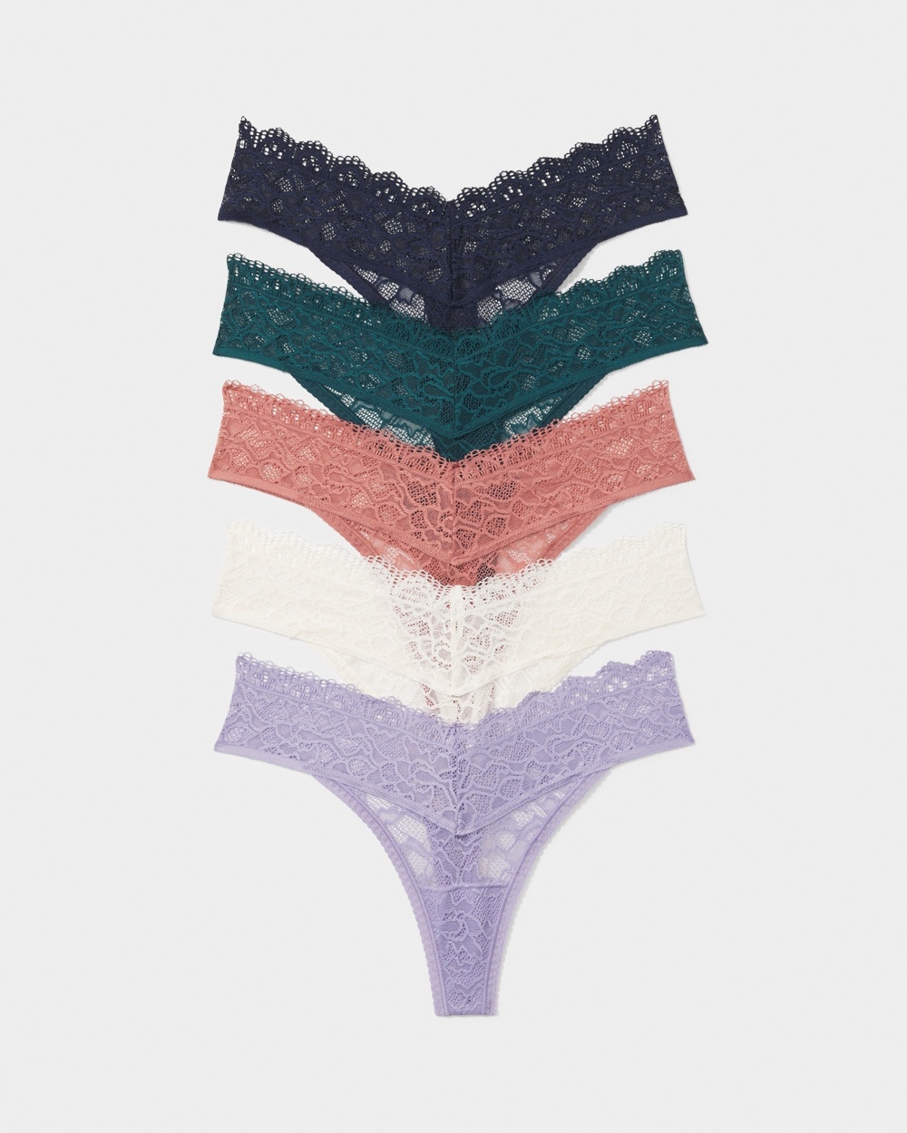 Embraceable Thong Panty with Enchanting Lace 5 Pack