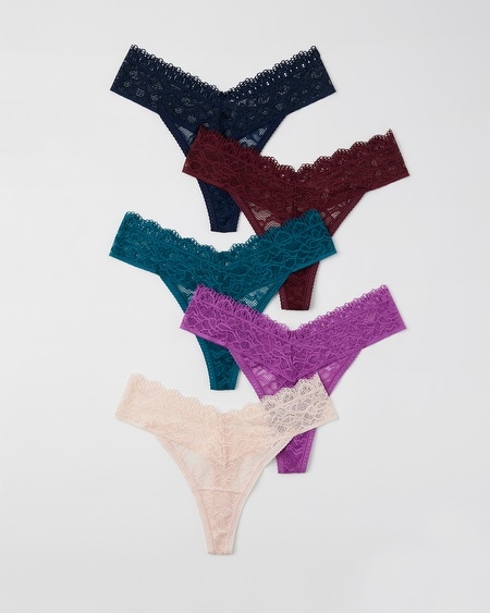 Embraceable Enchanting All-Over Lace Thong 5- Pack - Soma