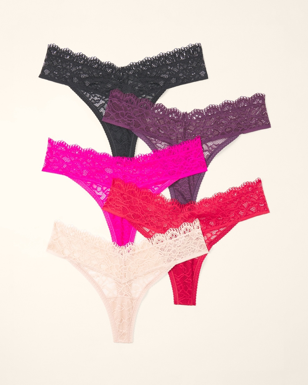 Embraceable Thong Panty with Enchanting Lace 5 Pack