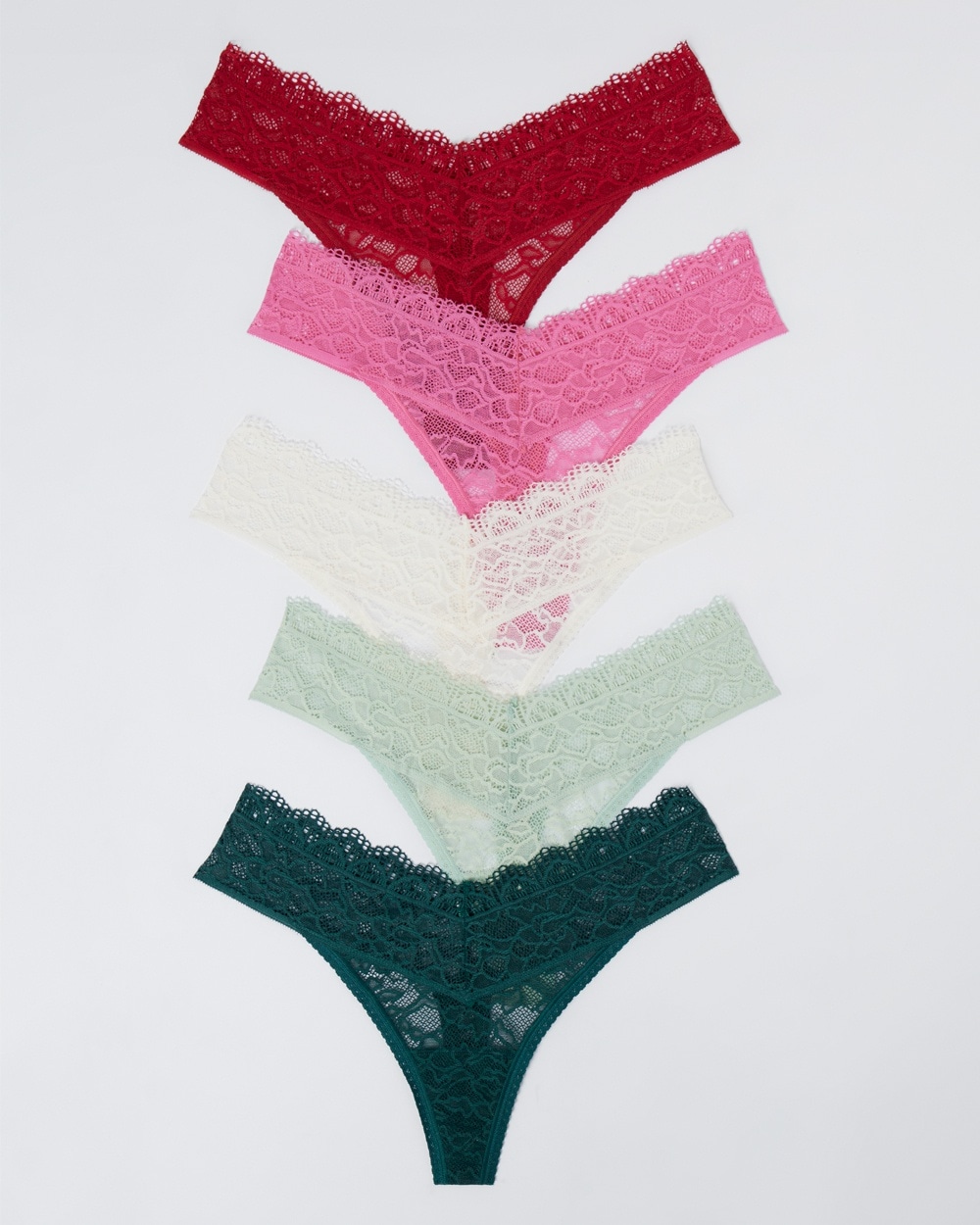 Embraceable Enchanting All-Over Lace Thong 5- Pack