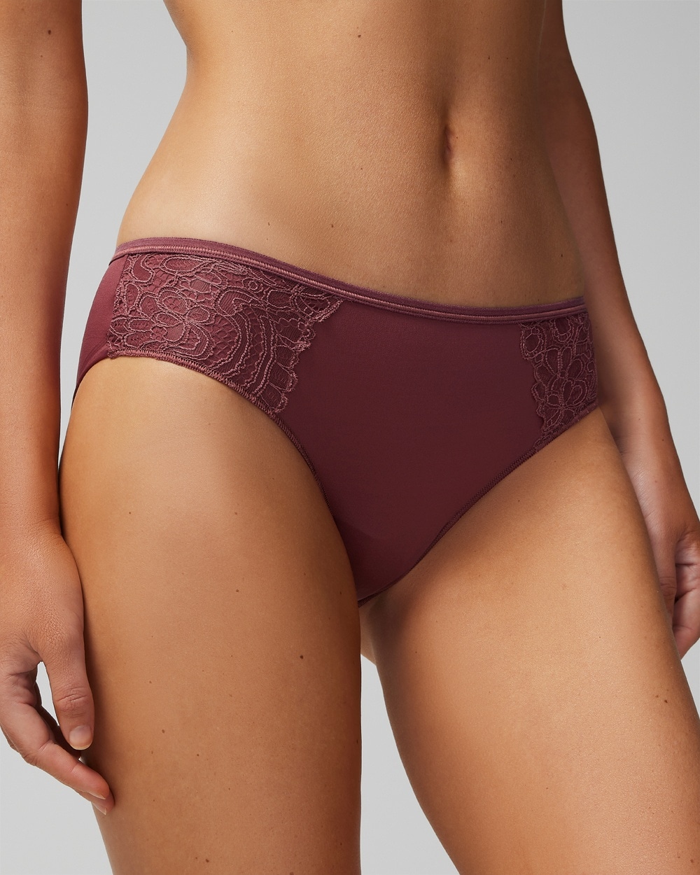 Soma Women's No Show Microfiber Lace Cheeky Underwear In Purple Size Medium |  Vanishing Edge Panties