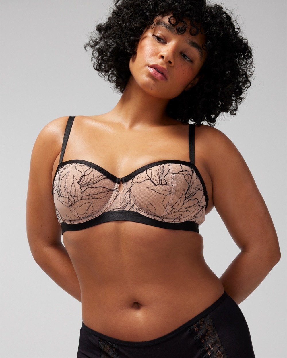 Linework Embroidered Unlined Balconette Bra