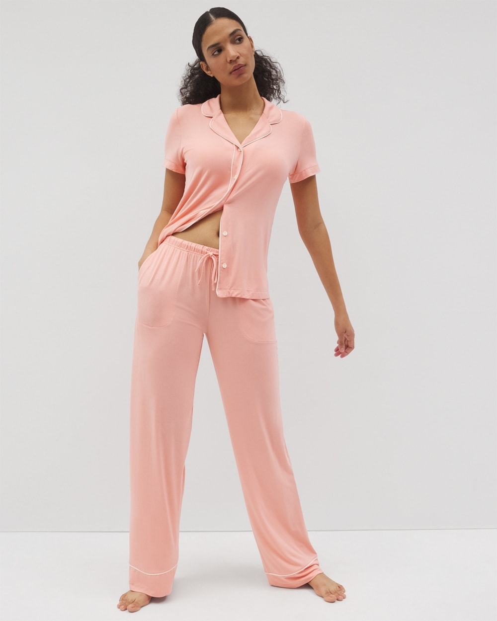 Cool Nights Solid Piped Pants
