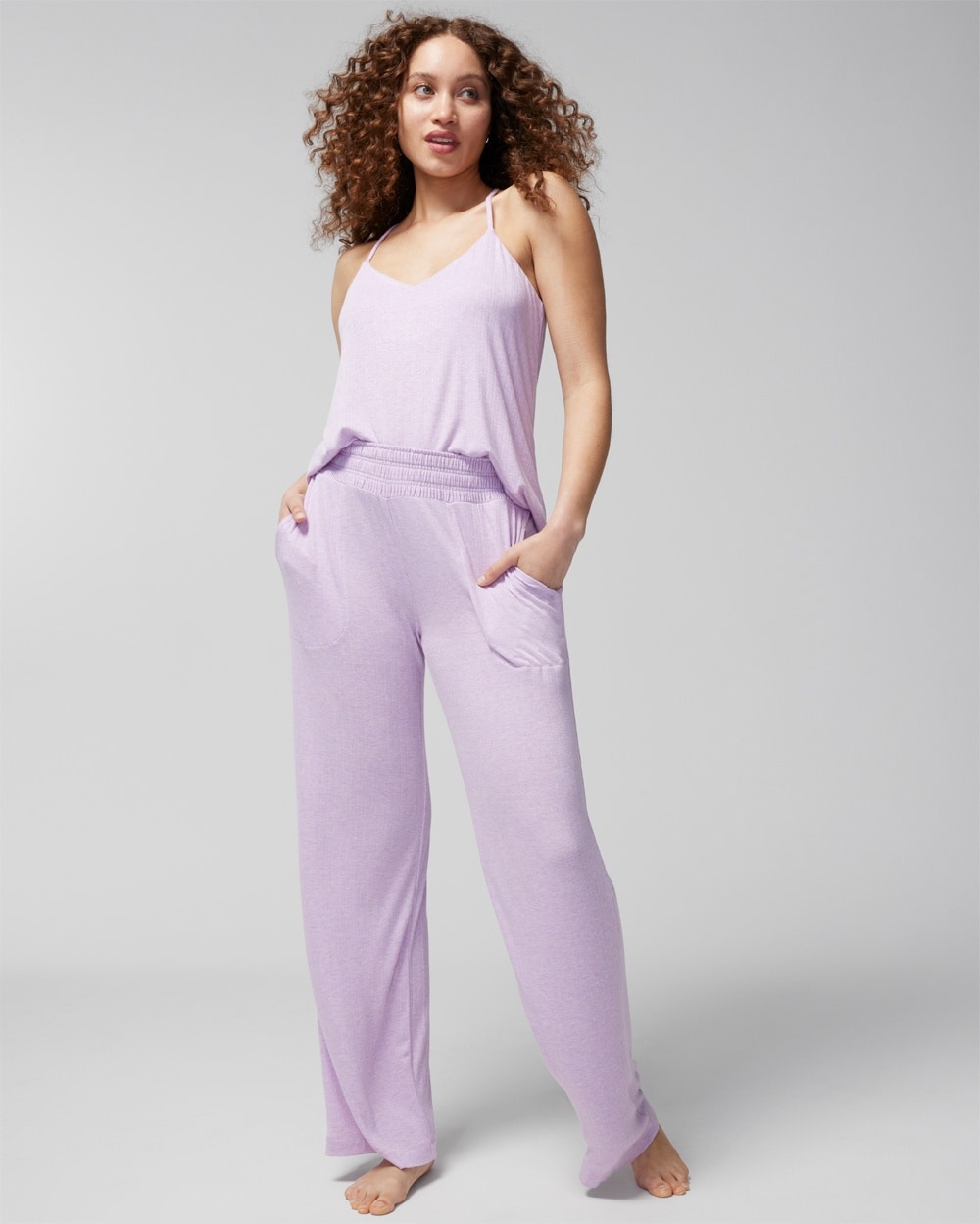 Soma Women's Cool Nights Pointelle Wide-leg Pajama Pants In Lavender Size Small |