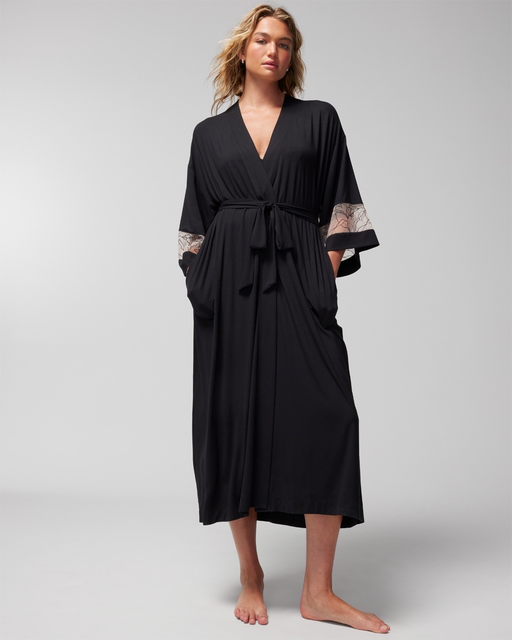 Cool Nights Embroidered Long Robe