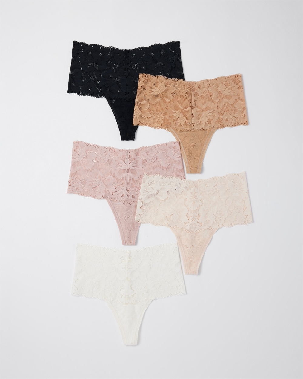 Embraceable Signature All-Over Lace Retro Thong 5-Pack