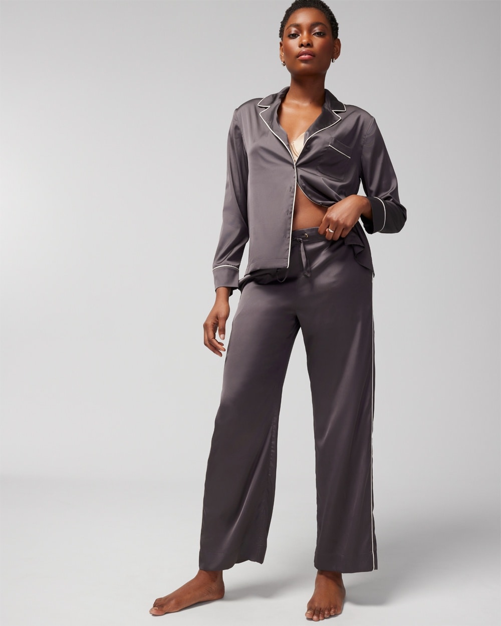 Satin Wide-Leg Pajama Pants