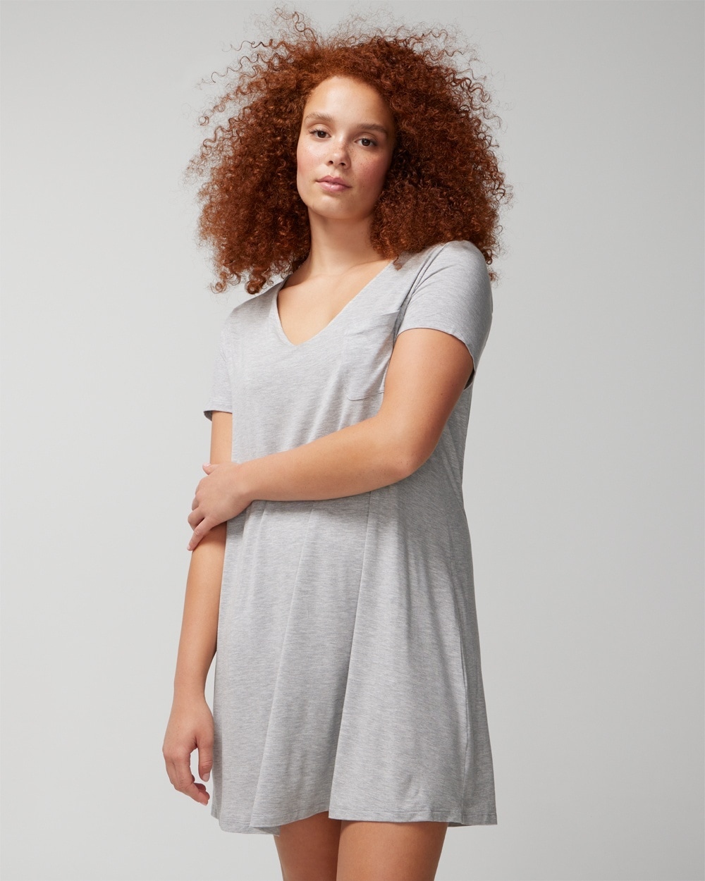 Soma Women's Cool Nights Short Sleeve Nightgown In Gray Size Medium |