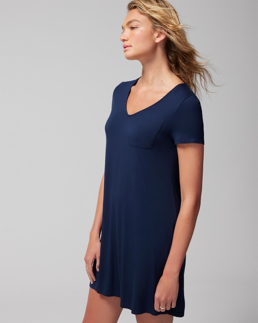 Soma Women's Cool Nights Short Sleeve Night Gown In Navy Blue Size Xs |  In Nightfall Navy Blue