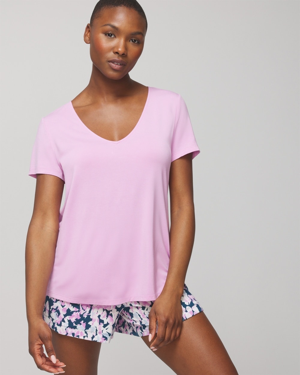 Soma Women's Cool Nights Short Sleeve Pajama T-shirt In Pink Size Xs |  In Meta Mauve