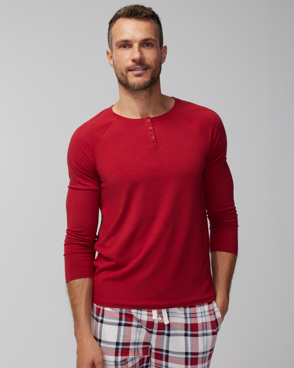 Soma Women's Family Pajamas Men's Henley In Red Size Large |