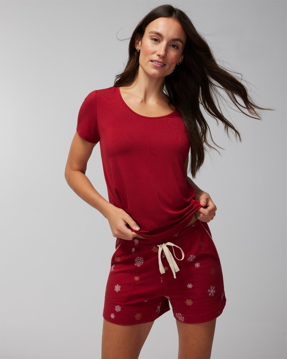 Soma Women's Embraceable Pajama Shorts In Red Size Medium |