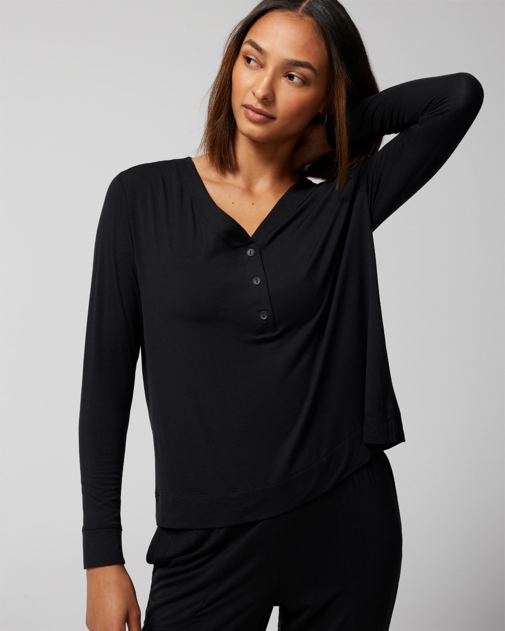 Cool Nights Long-Sleeve Henley Pajama Top