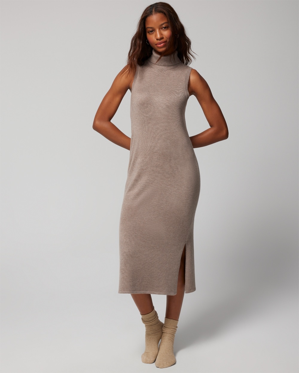 Luxe Soft Sweater Midi Dress video preview image, click to start video