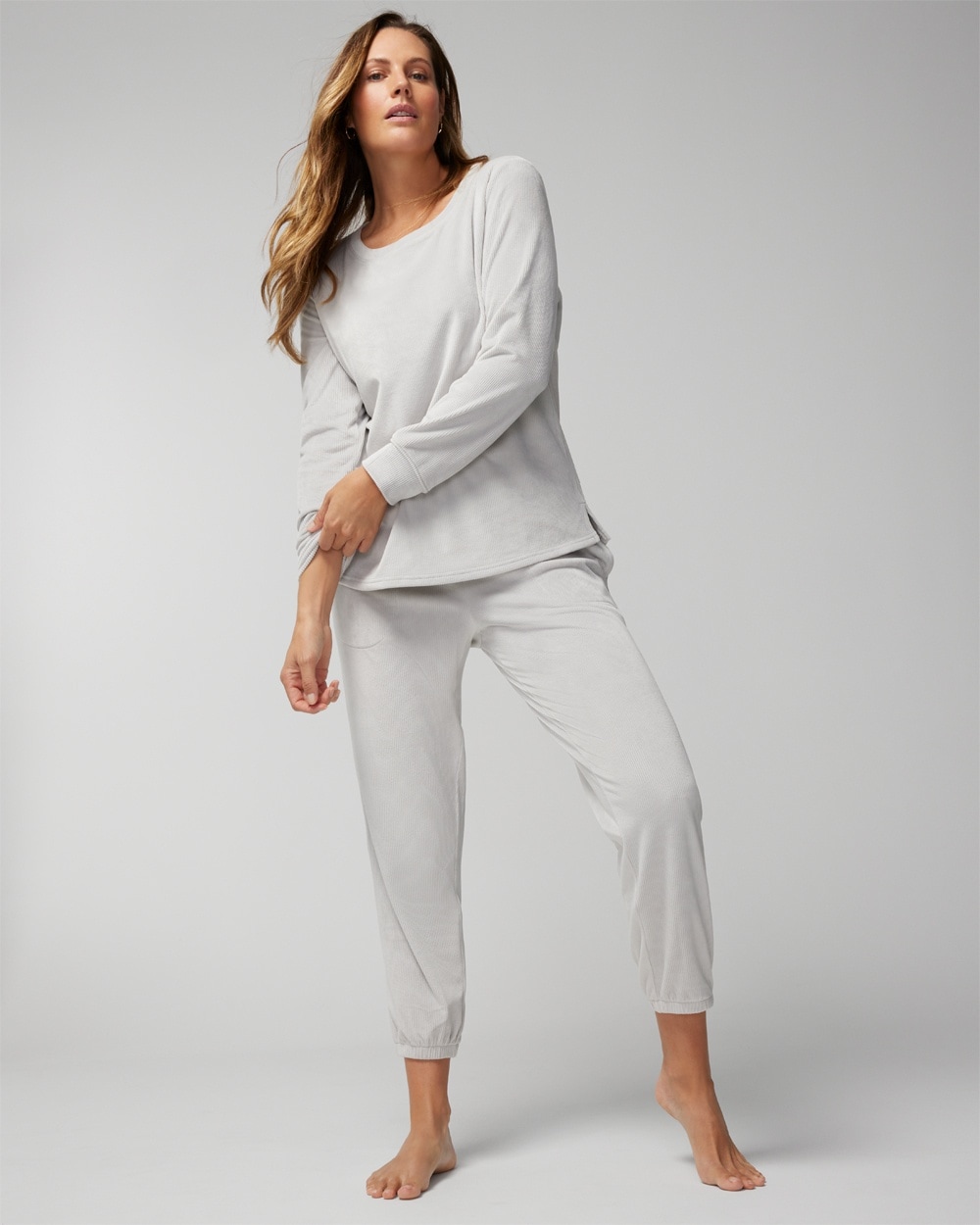Ribbed Micro Plush Cuffed Pajama Pants