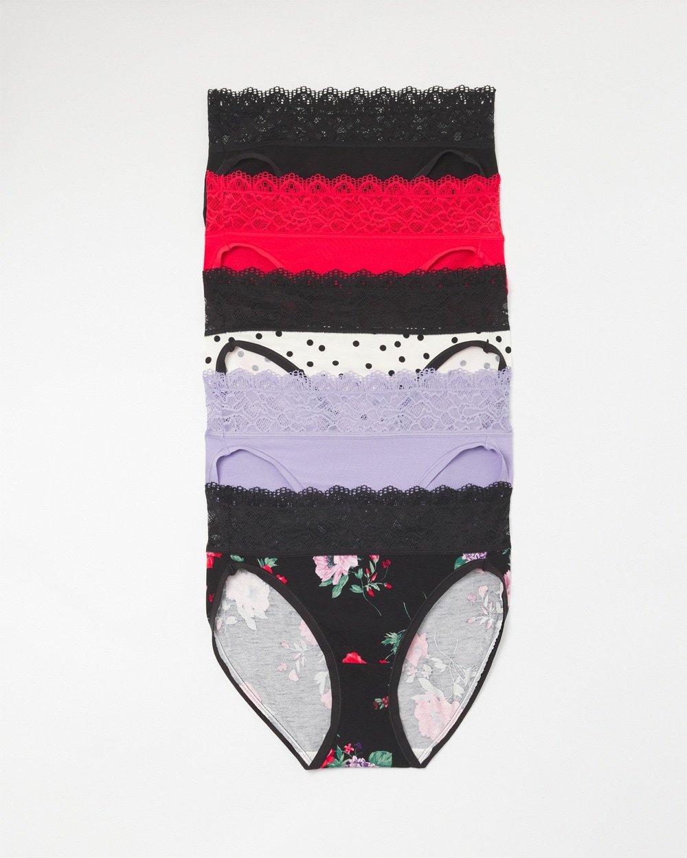 Soma 5-pack Women's Embraceable High-leg Panty With Lace Size Large | In Merry Dot Multipack
