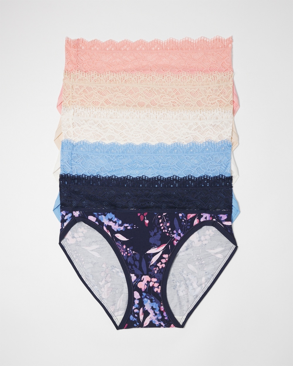 Soma 5-pack Women's Embraceable High-leg Panty With Lace In Blue Size Large | In Bloom Brightly Multipack