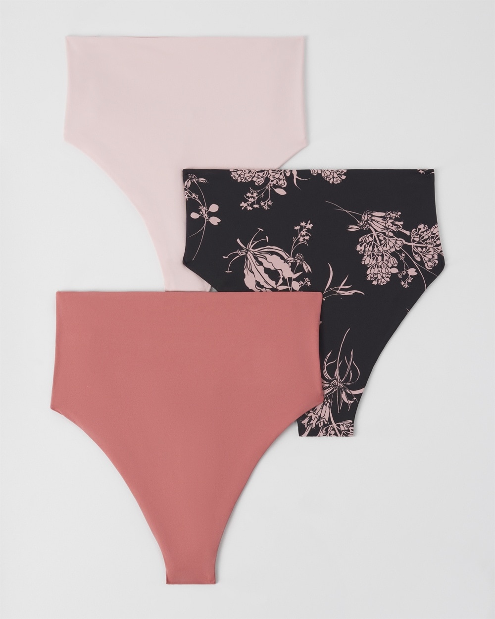 Soma 3-pack Women's Vanishing Tummy Retro Thong Underwear In Black/pink Size Xs |  In Shadow Fleur Multipack