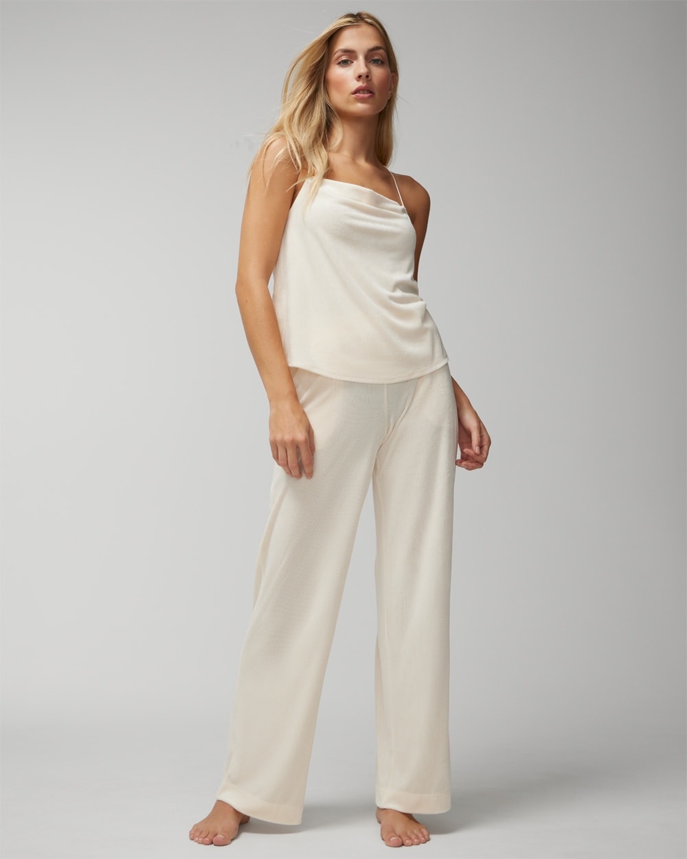 Velvety Ribbed Wide-Leg Pants