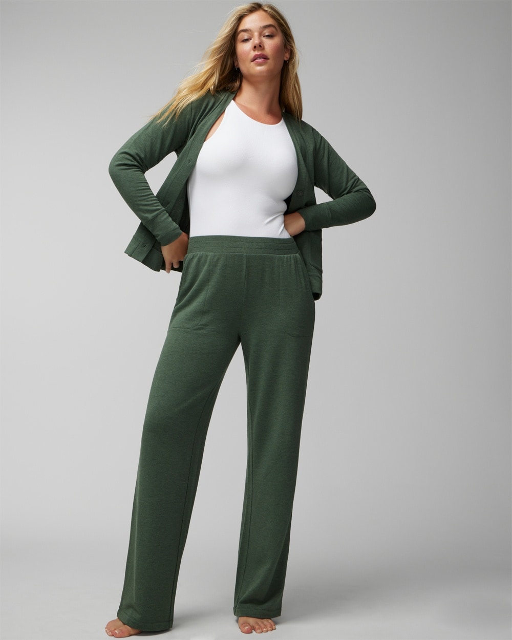 Ultra Soft Fleece Straight-Leg Pants video preview image, click to start video