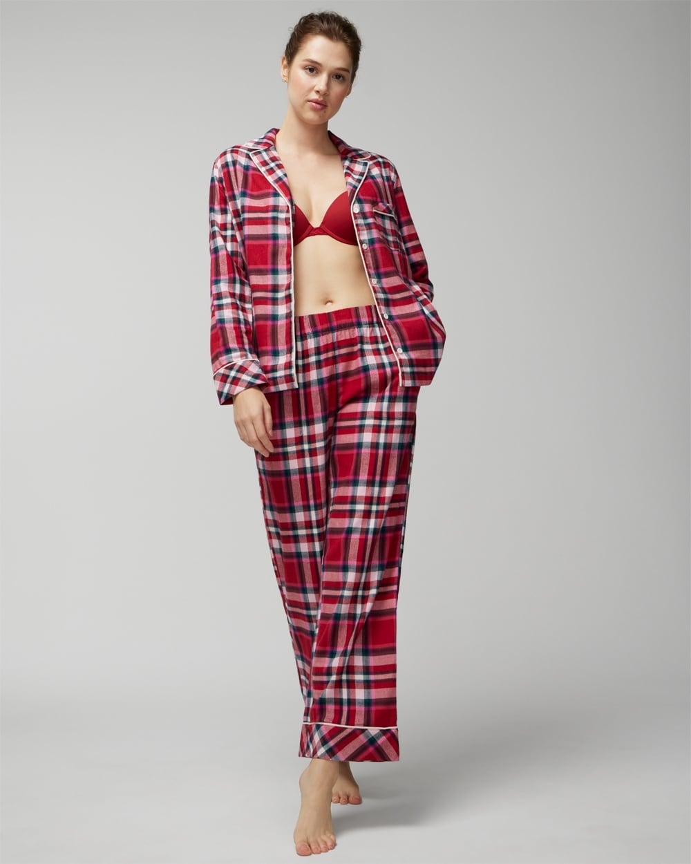 Soma Women's Flannel Pajama Pants In Red Size Large |