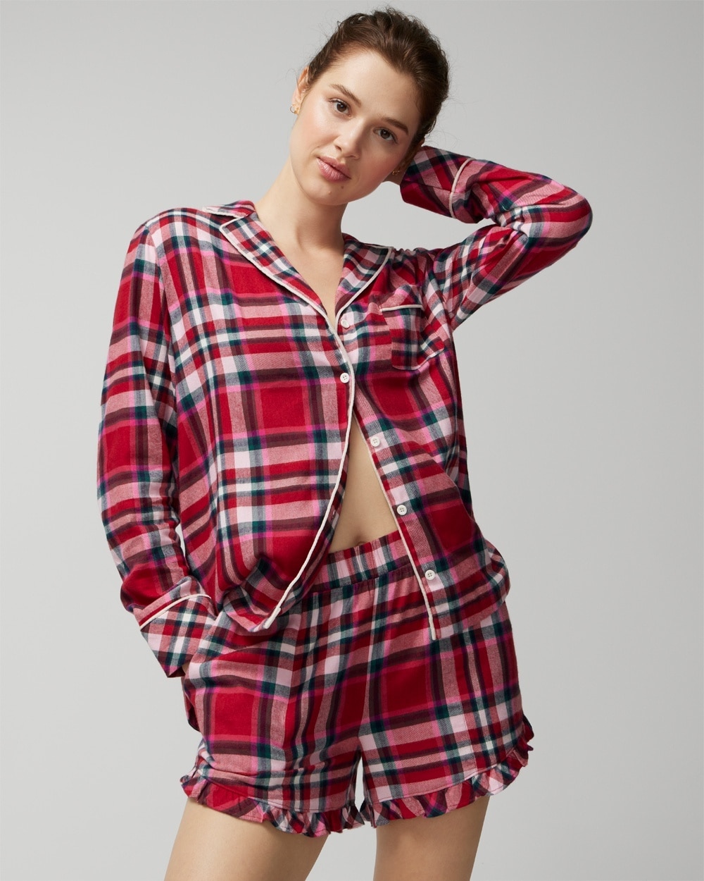 Flannel Ruffle Pajama Shorts
