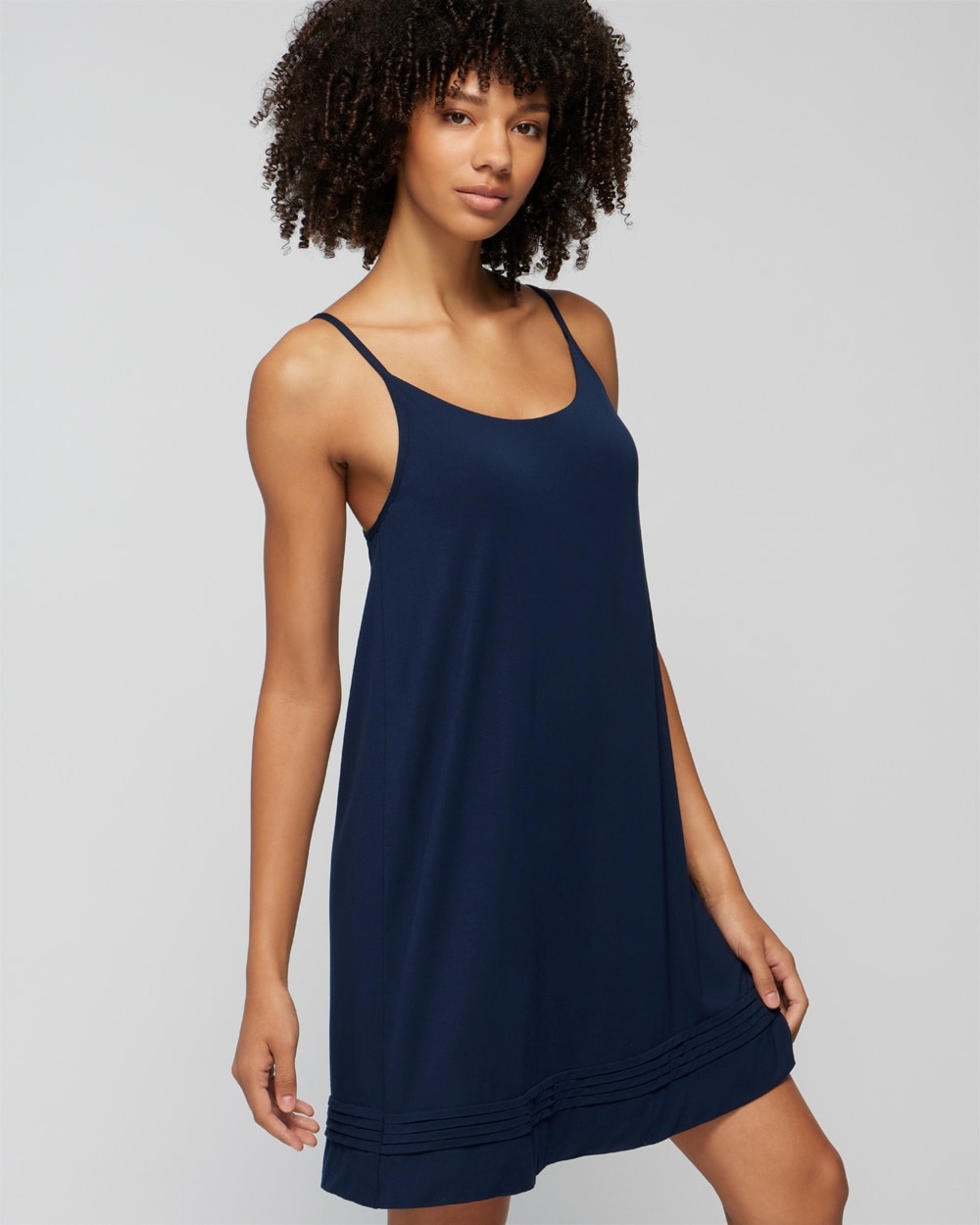 Soma Women's Cool Nights Pintuck Chemise In Navy Blue Size Small |  In Nightfall Navy