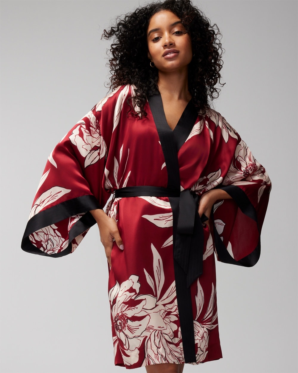 Soma Women's Luxe Silk Short Robe In Red Size 2xl |