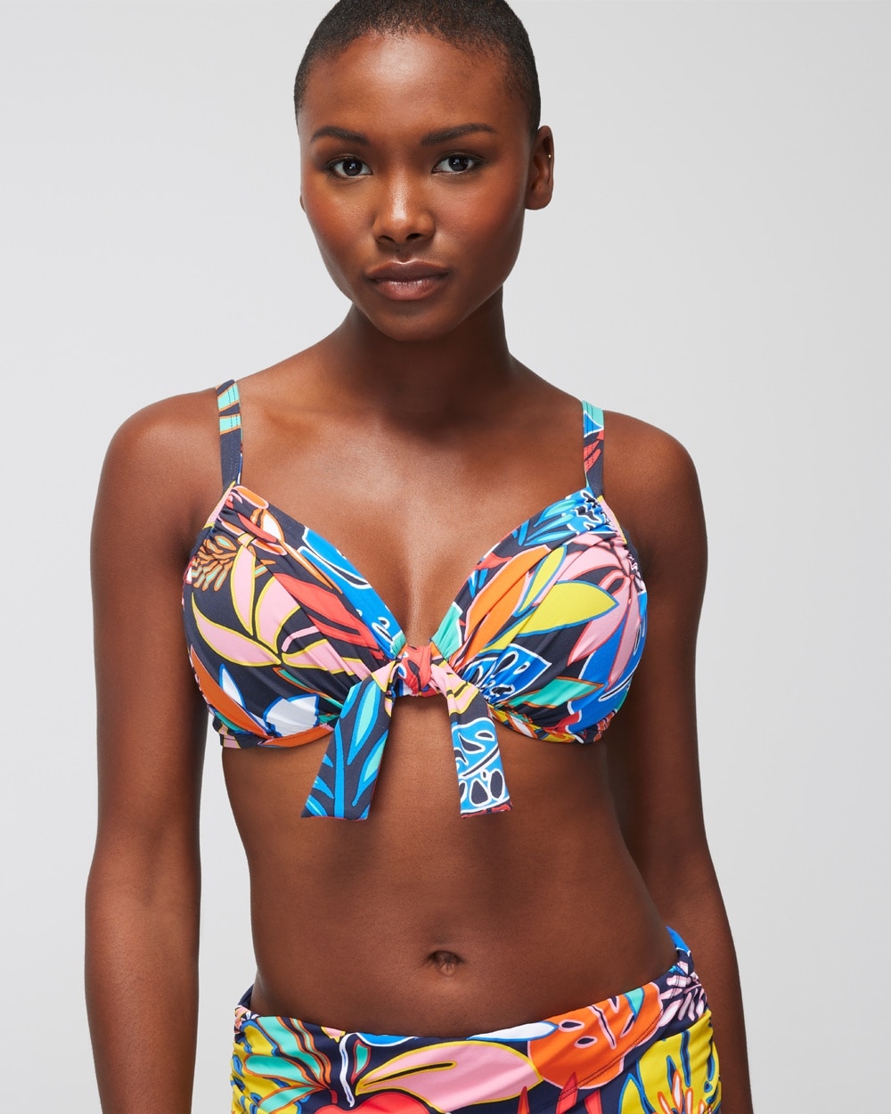 Bleu Rod Color Field Tie-Front Underwire Bra Swim Top - Soma