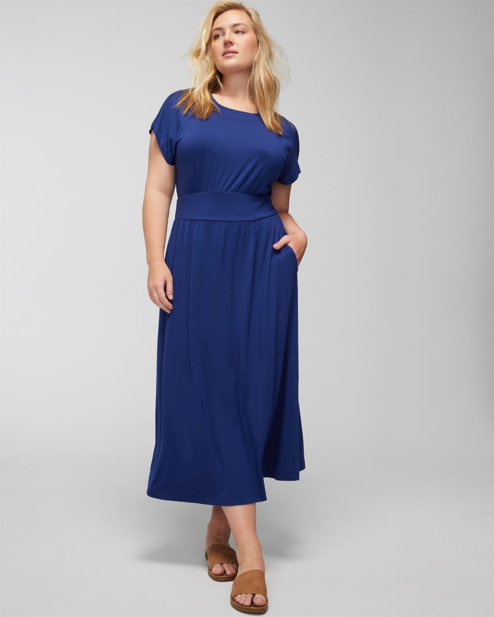 Soft Jersey Classic Crewneck Midi Bra Dress
