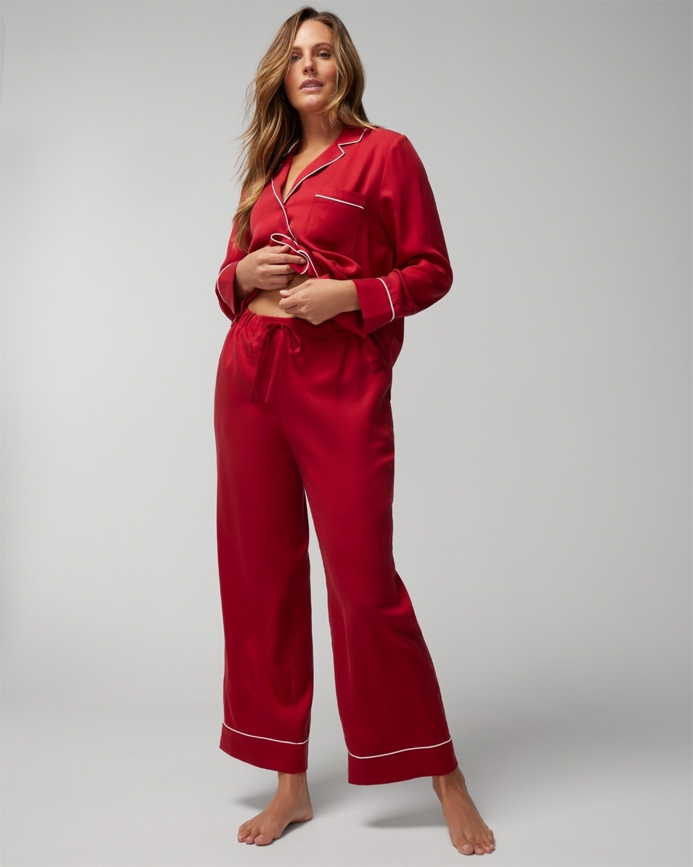 Soma Women's Woven Pajama Pants In Red Size Medium |