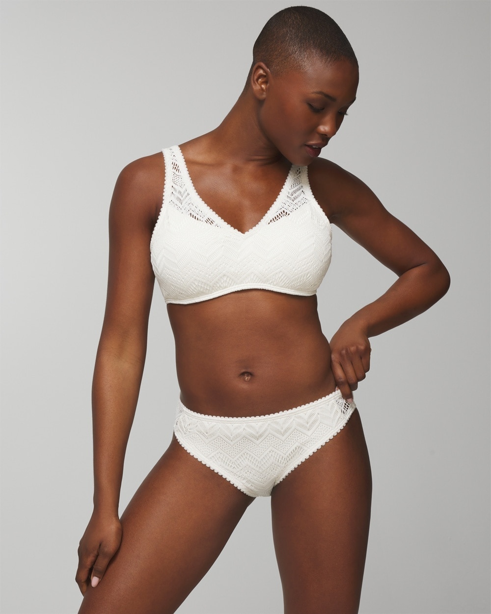 Soma Women's  Swim Crochet Hipster In White Size Xl In Coconut