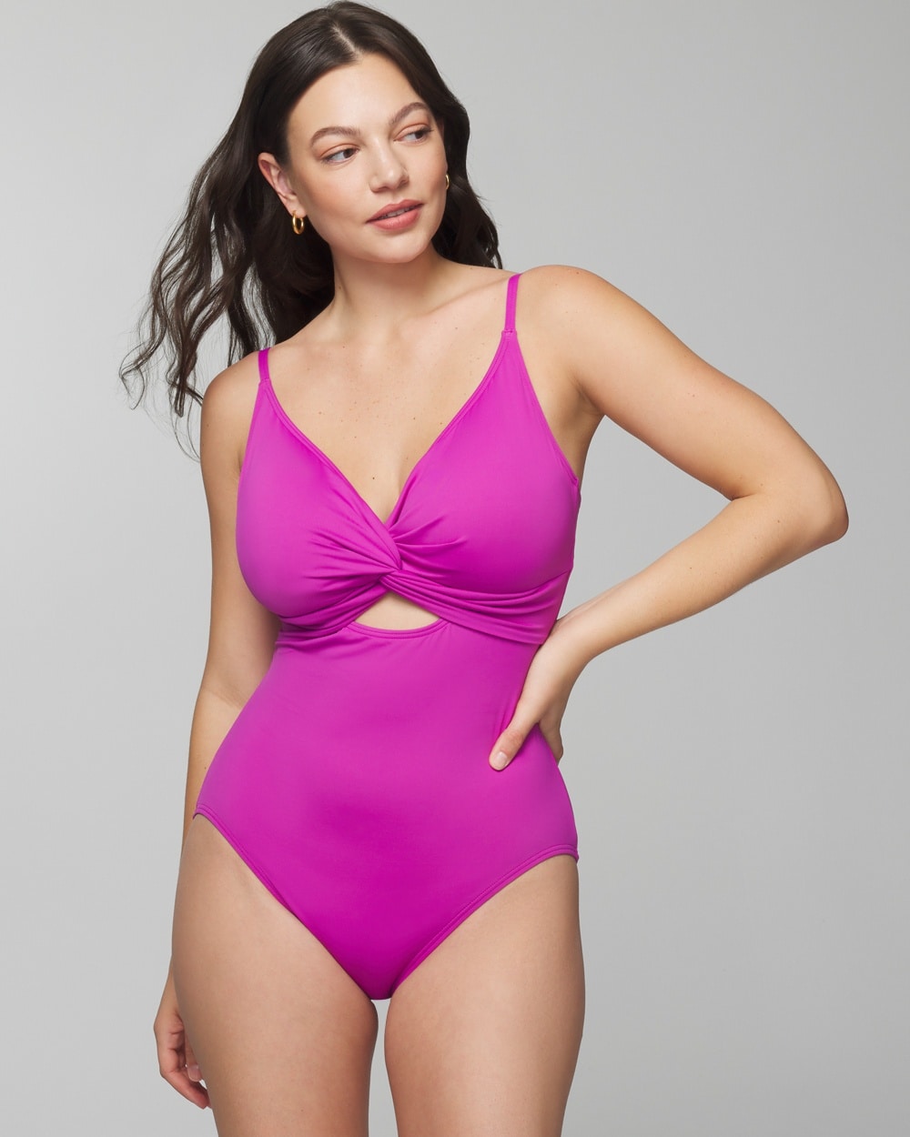 Soma Women's  Swim Twist-front Keyhole One-piece Swimsuit In Sweet Pea Size 4