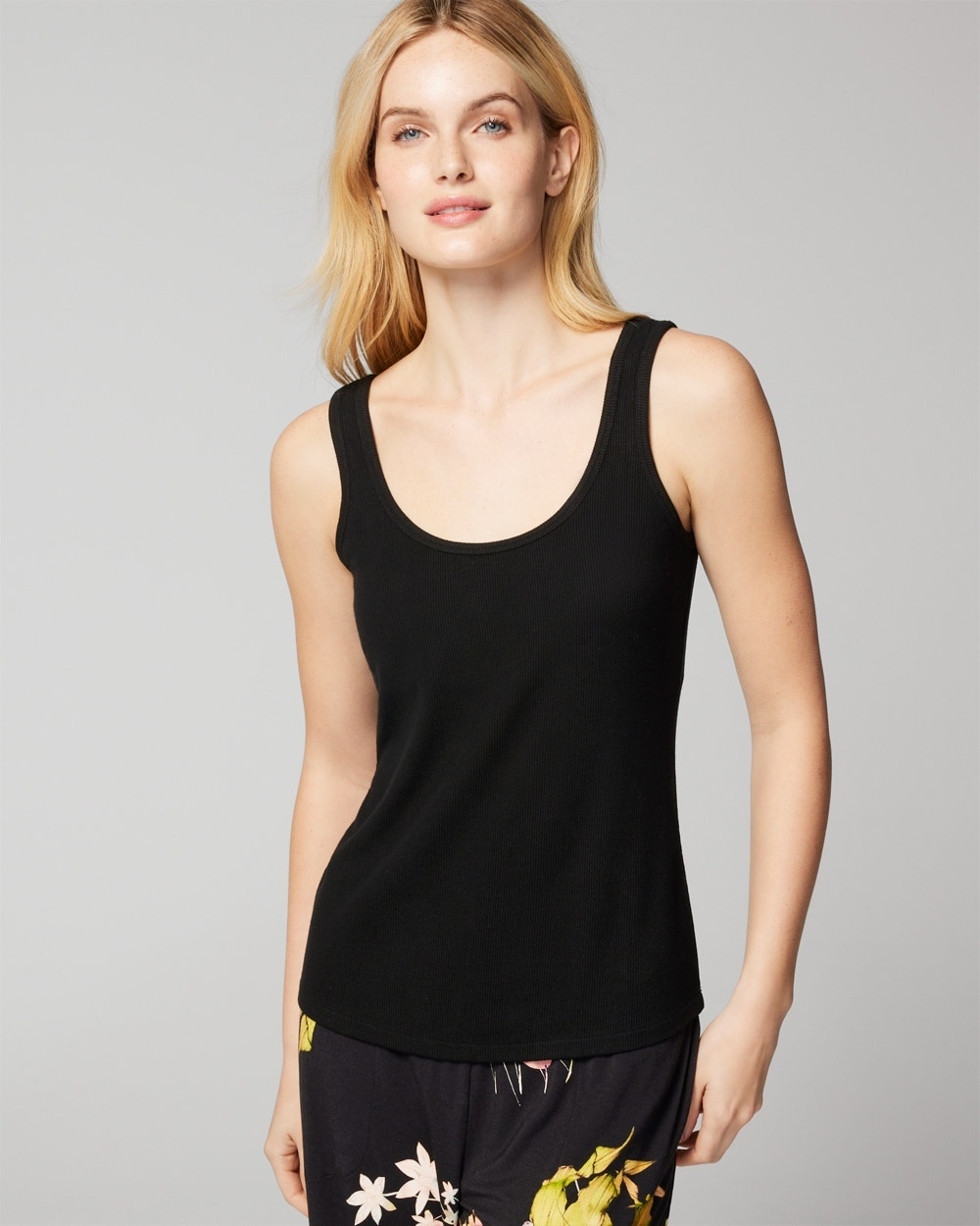 Soma Women's Cool Nights Ribbed Sleep Tank Top In Black Size Large |