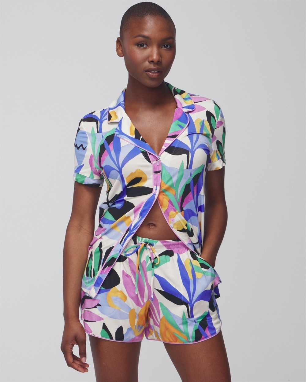Soma Women's Cool Nights Printed Pajama Shorts In Tropic Pottery Meta Mauve Size Xs |