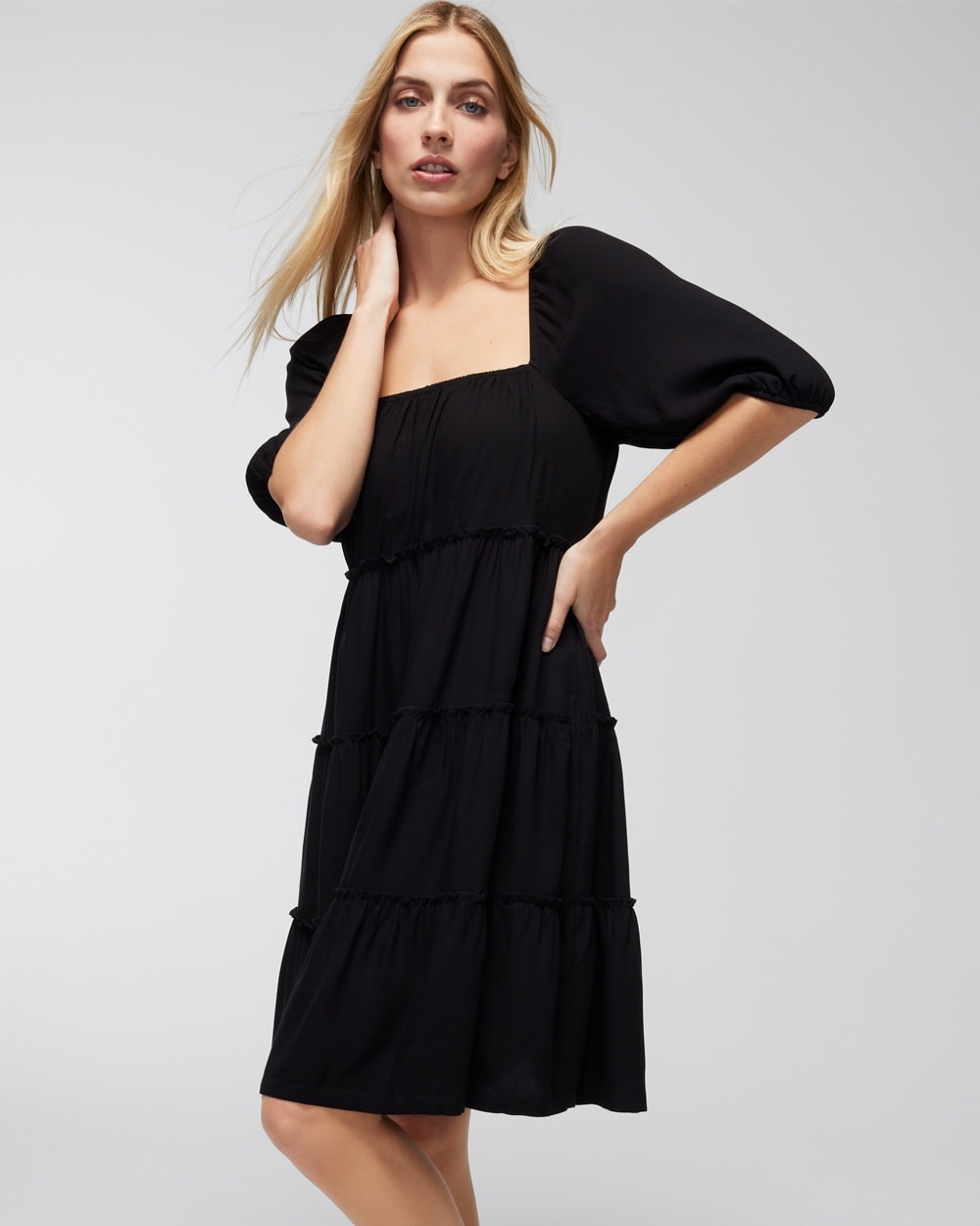 Woven Tiered Short Bra Dress