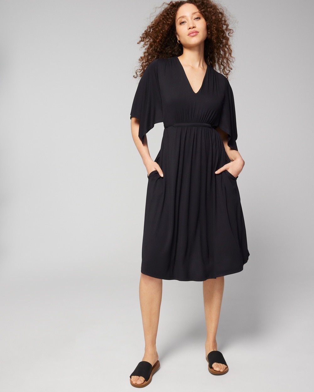 Soma Women's Soft Jersey Flutter Sleeve Short Bra Dress In Black Size Medium |