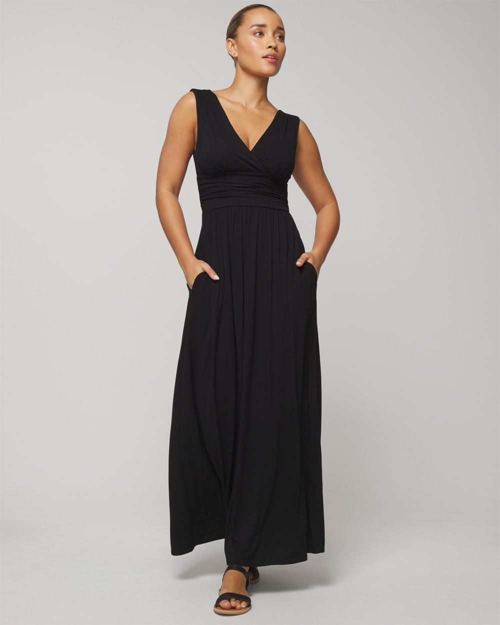 Soma Women's Soft Jersey Maxi Bra Dress In Black Size Large |