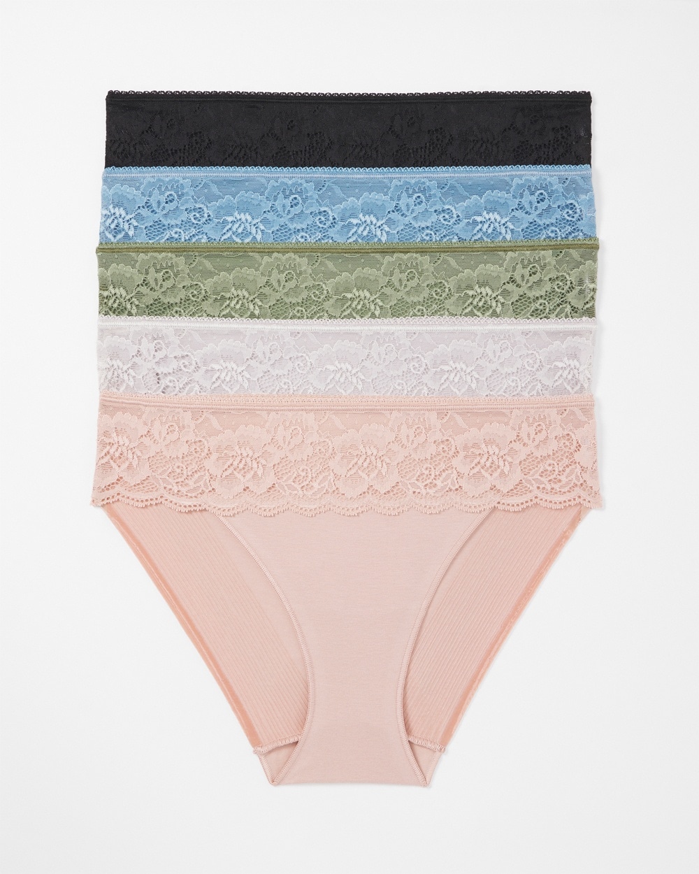 Vanishing Edge Cotton Blend Hipster Panty with Lace 5 Pack
