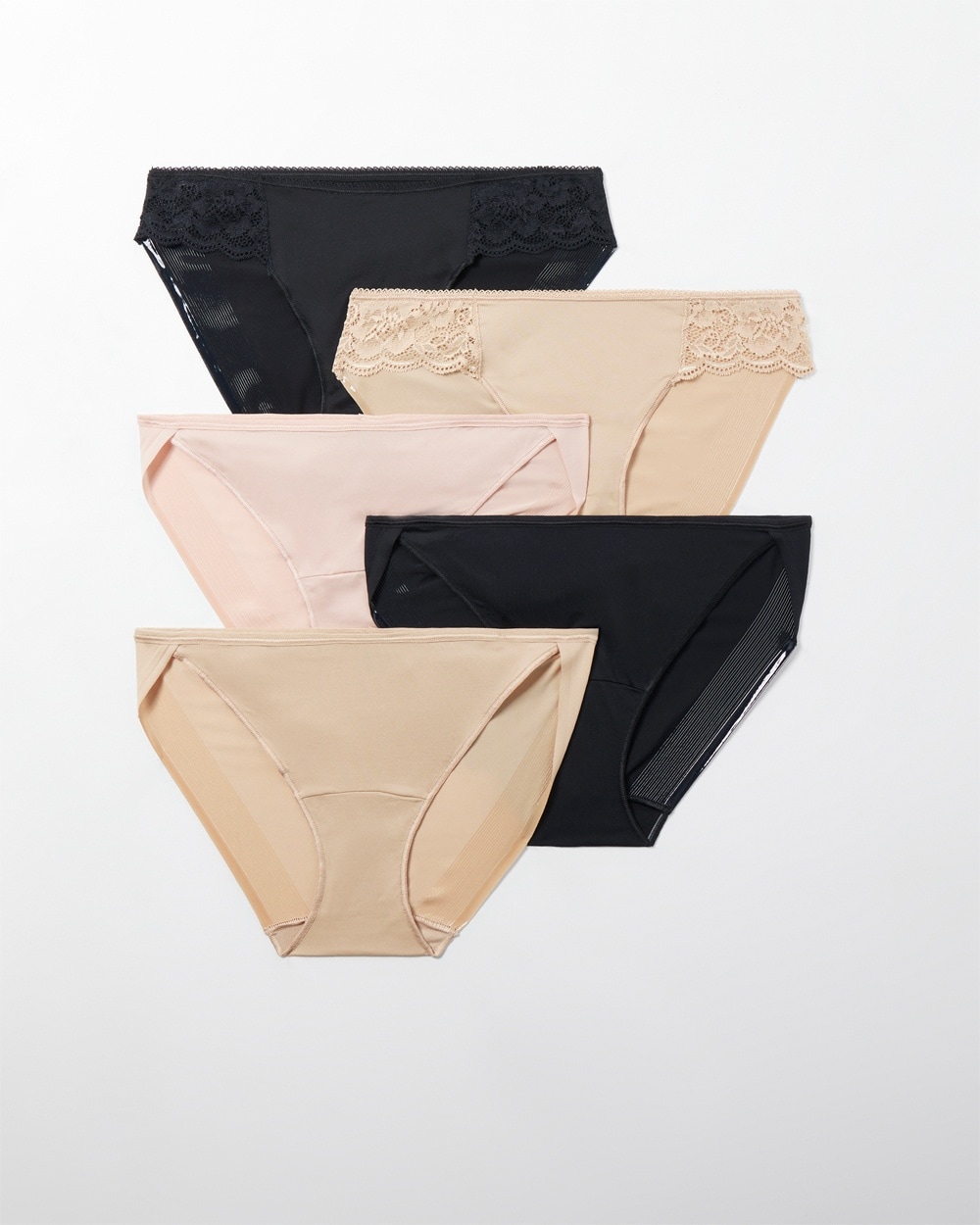 Soma Women's No Show Microfiber And Lace Bikini Underwear In Neutral Size Xs |  Vanishing Edge Pantie