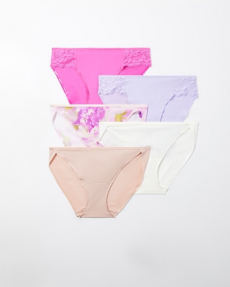 5-Piece Microfiber Lace Panty Set
