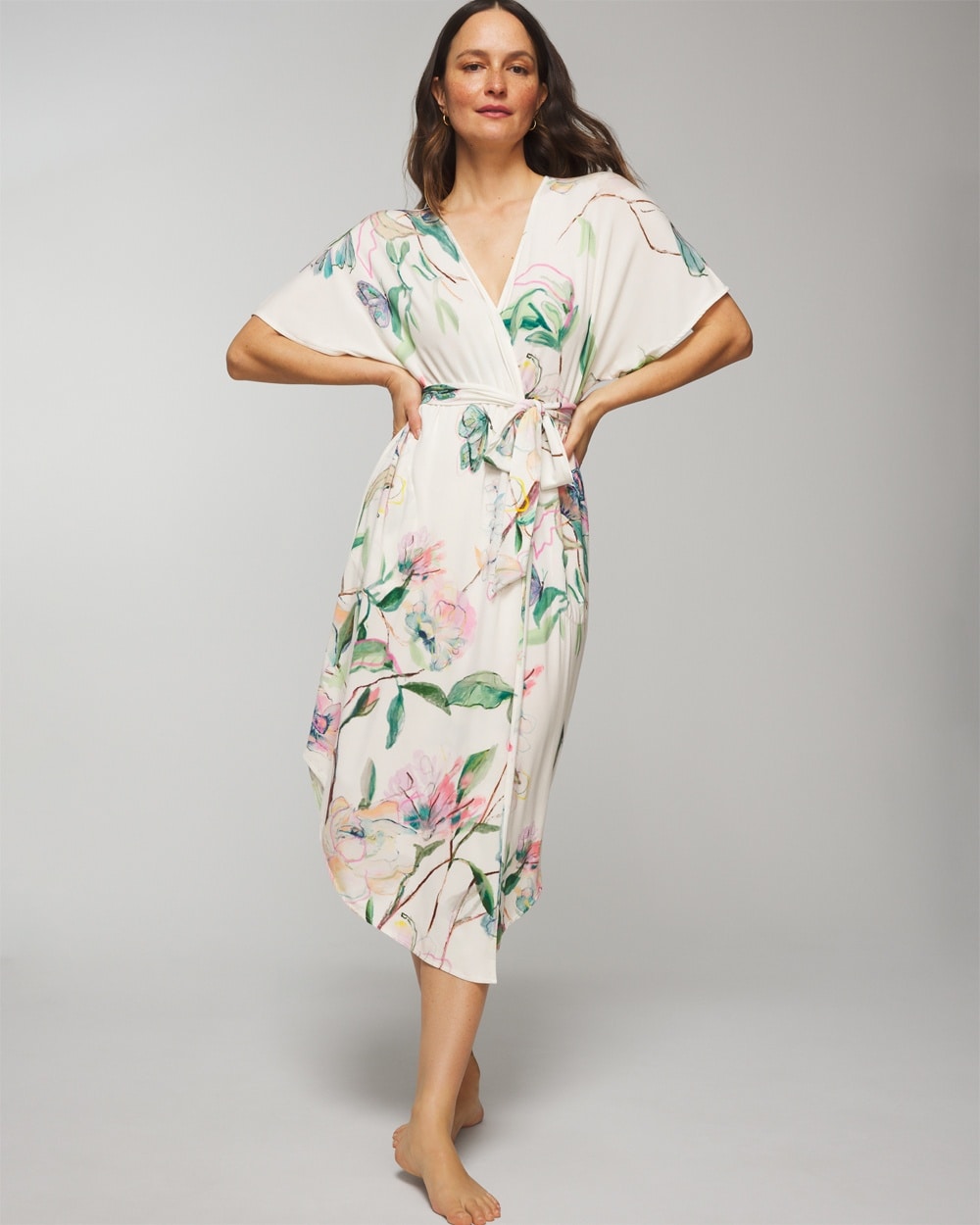 Shop Soma Women's Cool Nights Midi Robe In Ivory Size Small/medium |  In Sketchbook Flora G Ivory