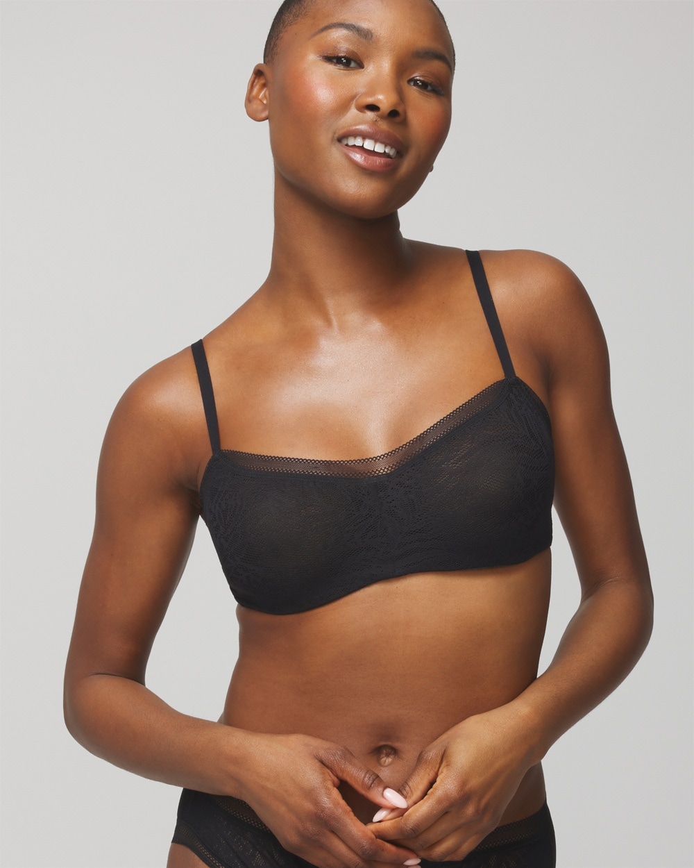 Soma Women's  Stretch Lace Unlined Balconette Bra In Black Size 36d