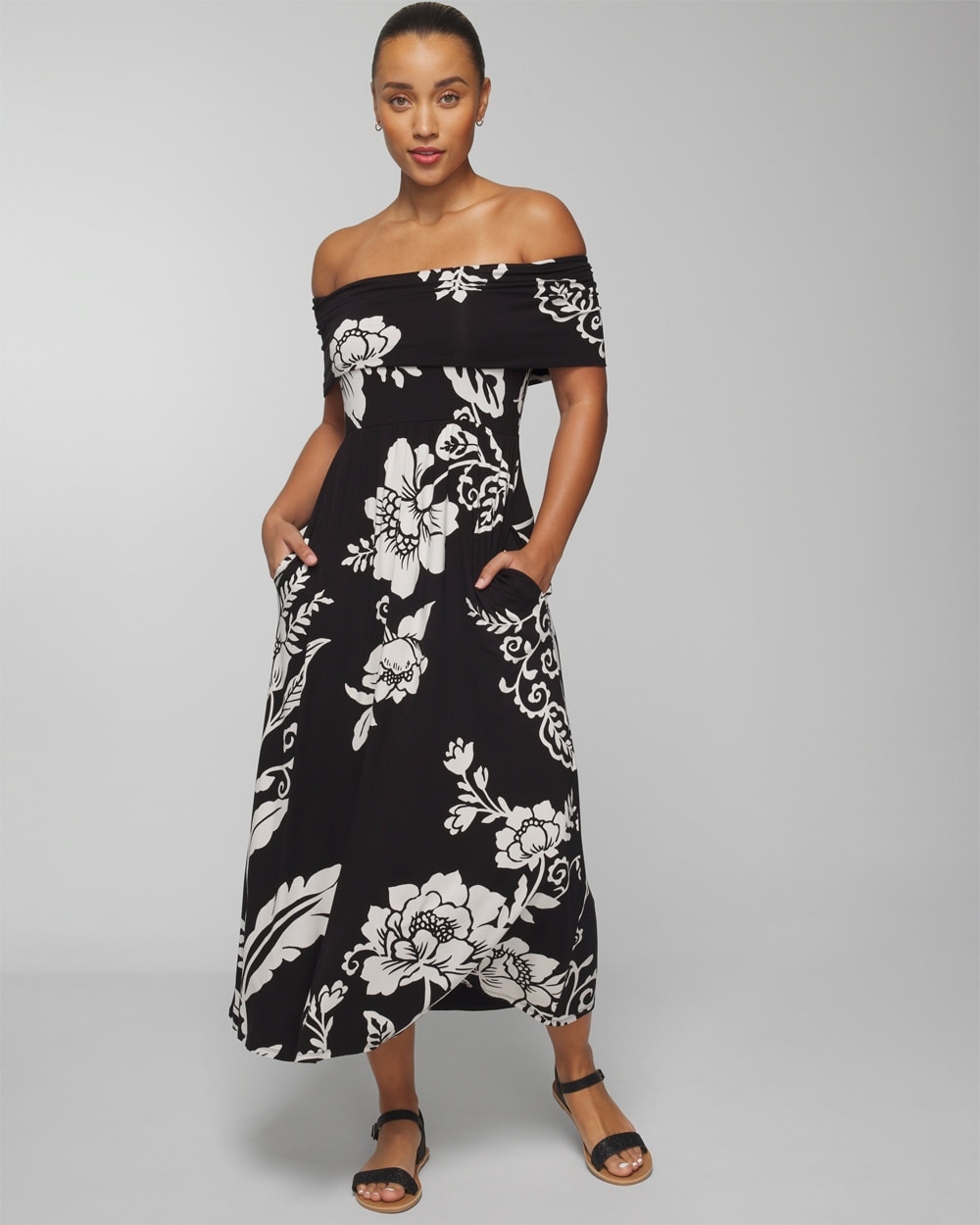 Soft Jersey Off-The-Shoulder Midi Bra Dress