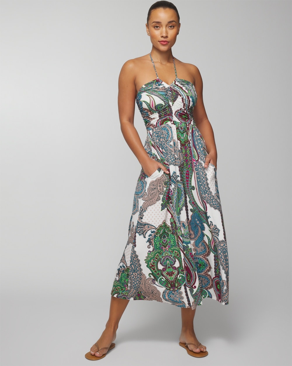 Printed Square Neck Midi Waisted Dress – Retail International Group