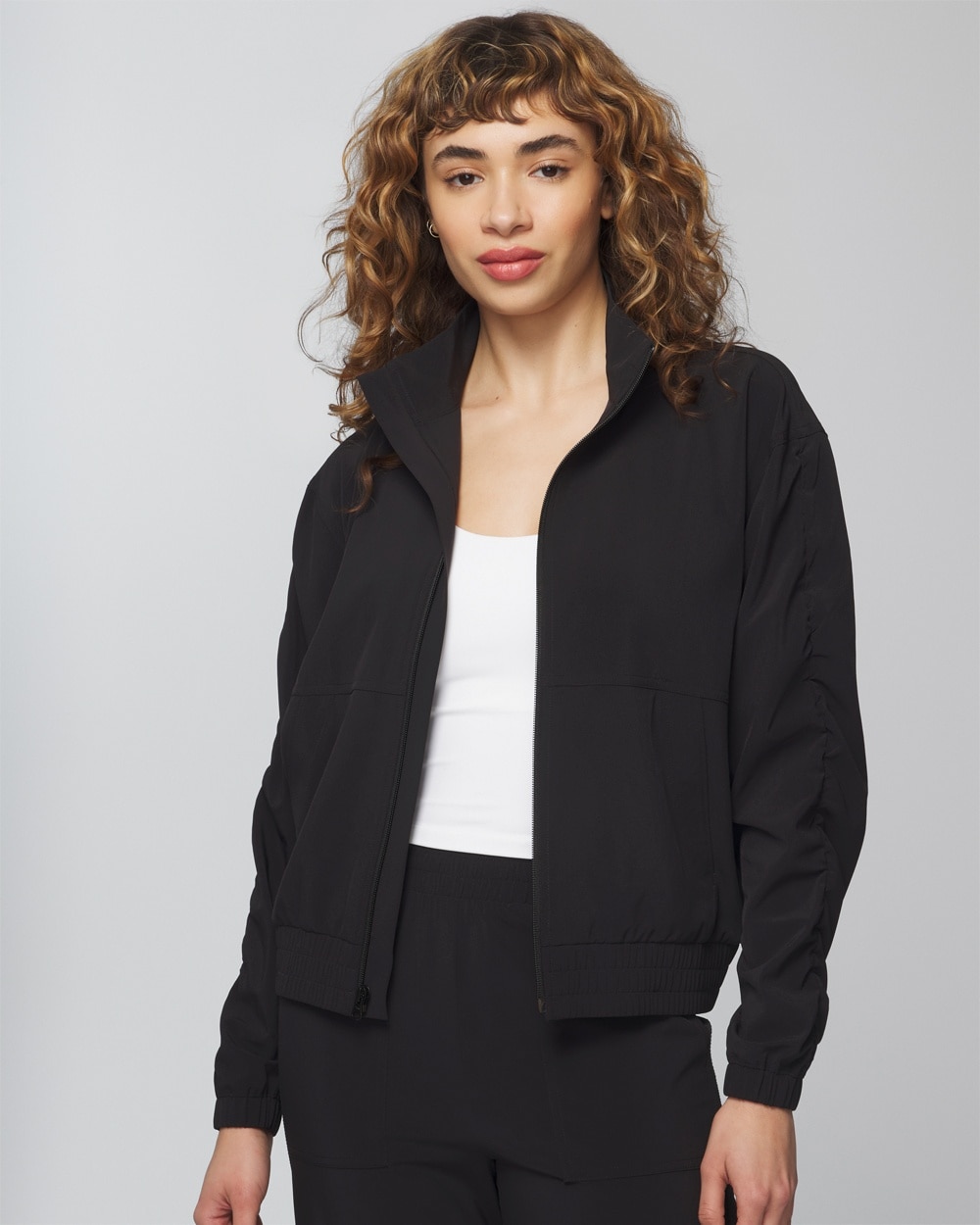 Shop Soma Women's Everstretch Relaxed Zip Jacket In Black Size Medium |