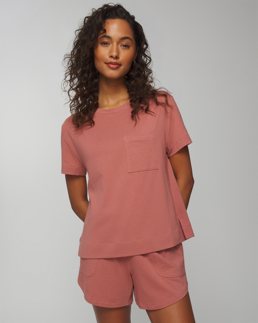 Shop Soma Women's Most Loved Cotton Short Sleeve Pocket T-shirt In Pink Size Medium |