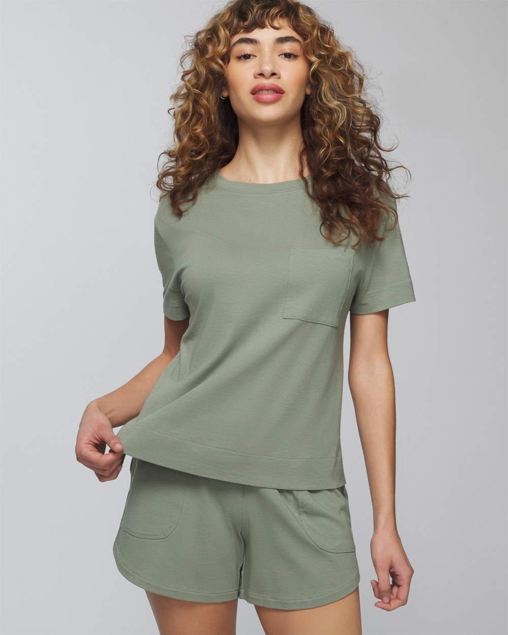 Shop Soma Women's Most Loved Cotton Short Sleeve Pocket T-shirt In Sage Green Size Large |  In Restoration Green